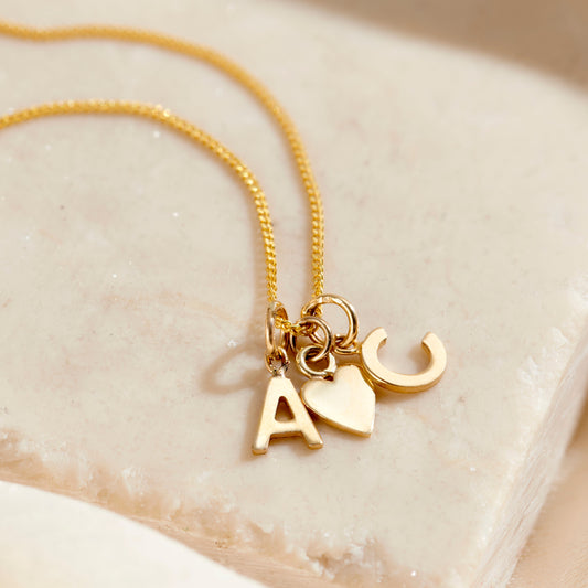 Petite 9ct Gold Heart & Initial Necklace
