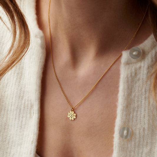 Personalised Four Leaf Clover Charm Necklace