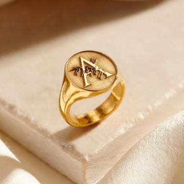 Chunky Floral Personalised Signet Ring