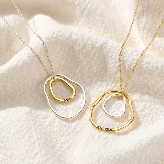 Personalised Organic Mummy & Baby Hoop Necklace