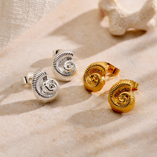Mini Nautilus Shell Stud Earrings