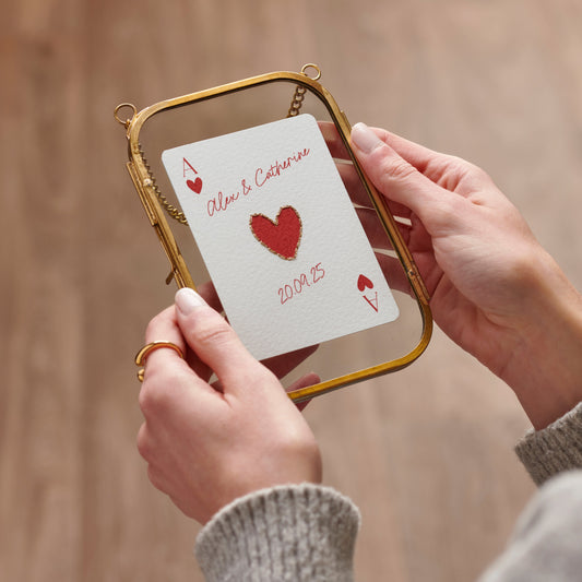 Personalised Stitched Ace Of Hearts Hanging Picture