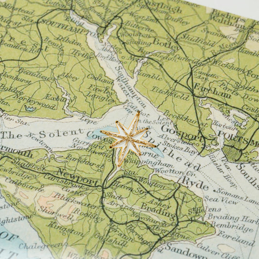 Personalised Vintage Map Print With Stitched Star