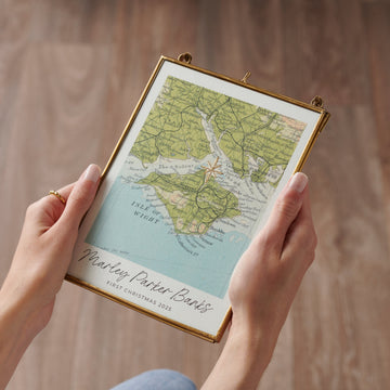 Personalised Vintage Map Print With Stitched Star